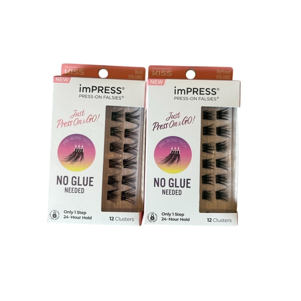 Kiss imPRESS No Glue Needed Black Lashes |  12 clusters - Bold and Refined